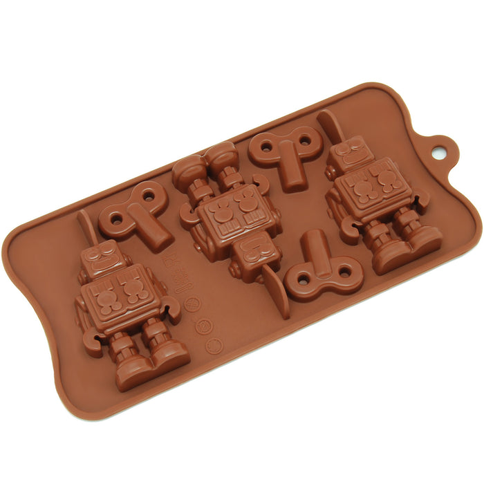 6-Cavity Silicone Robot and Key Chocolate, Candy and Gummy Mold