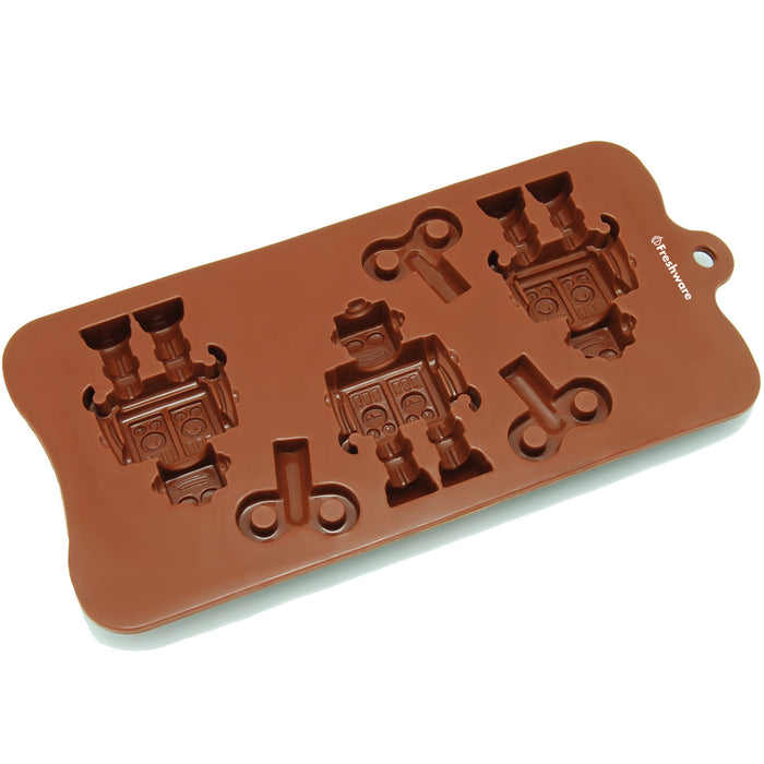 6-Cavity Silicone Robot and Key Chocolate, Candy and Gummy Mold