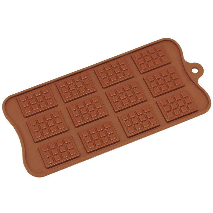 12-Cavity Silicone Mini Rectangle Waffle Chocolate, Candy and Gummy Mold