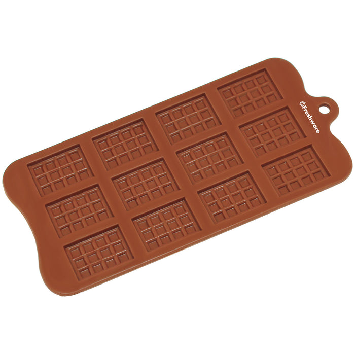 12-Cavity Silicone Mini Rectangle Waffle Chocolate, Candy and Gummy Mold