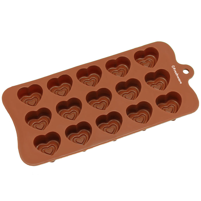 15-Cavity Silicone Valentine Double Heart Chocolate, Candy and Gummy Mold