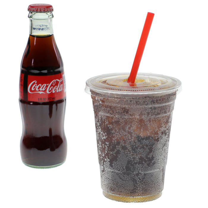 Freshware Clear Plastic Cups with Flat Lids (16oz, 100 Sets)