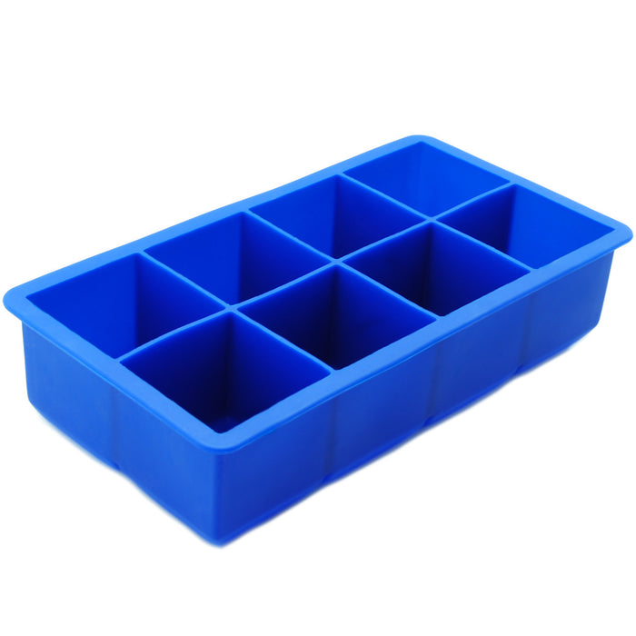 8-Cavity Jumbo 2-Inch Cube Silicone Ice Tray, Blue, Pack of 2