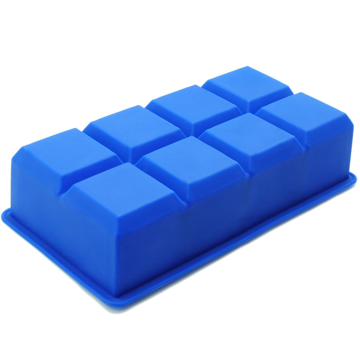 8-Cavity Jumbo 2-Inch Cube Silicone Ice Tray, Blue, Pack of 2