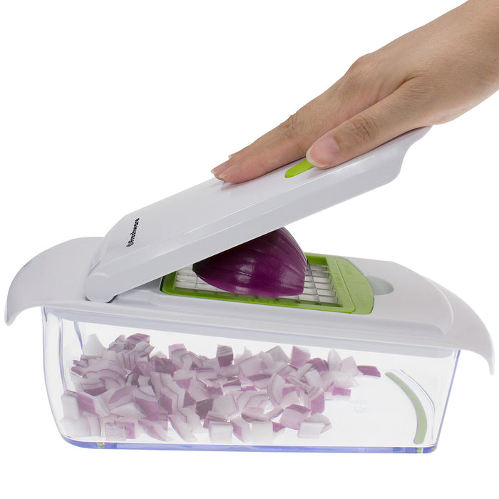 4-in-1 Onion, Vegetable, Fruit and Cheese Chopper with Storage Lid