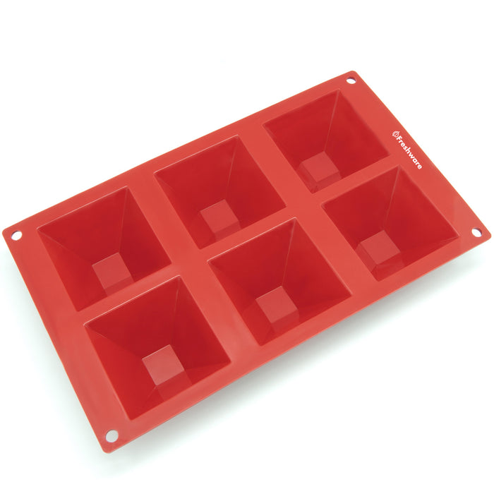 6-Cavity Silicone Pyramid Muffin, Cupcake, Brownie, Cornbread, Cheesecake, Panna Cotta, Pudding and Jello Shot Mold