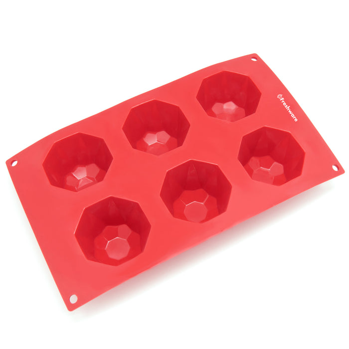 6-Cavity Silicone Diamond Muffin, Brownie, Cornbread, Cheesecake, Panna Cotta, Pudding and Jello Shot Mold