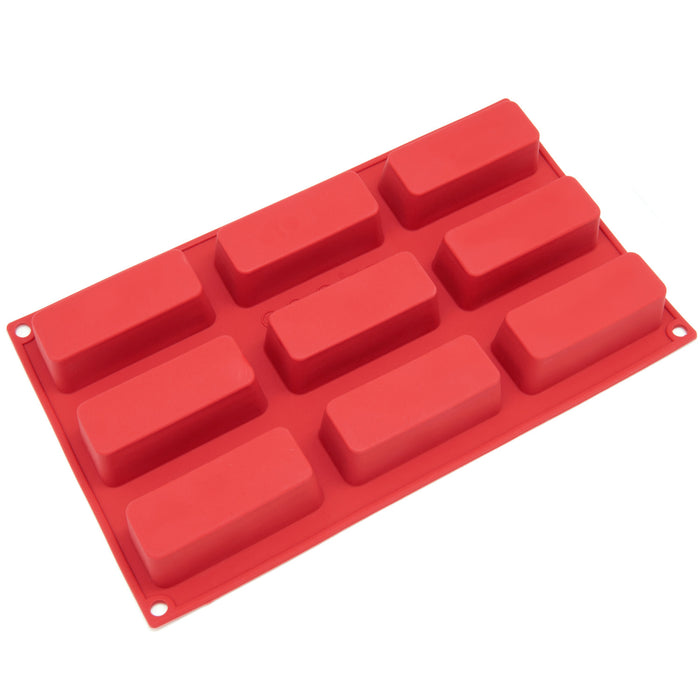 9-Cavity Silicone Narrow Loaf, Energy Bar, Muffin, Brownie, Cornbread, Cheesecake, Pudding and Jello Shot Mold