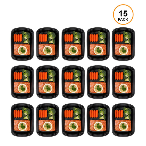 Freshware 15-Pack 3 Compartment Bento Lunch Boxes with Lids - Meal Prep