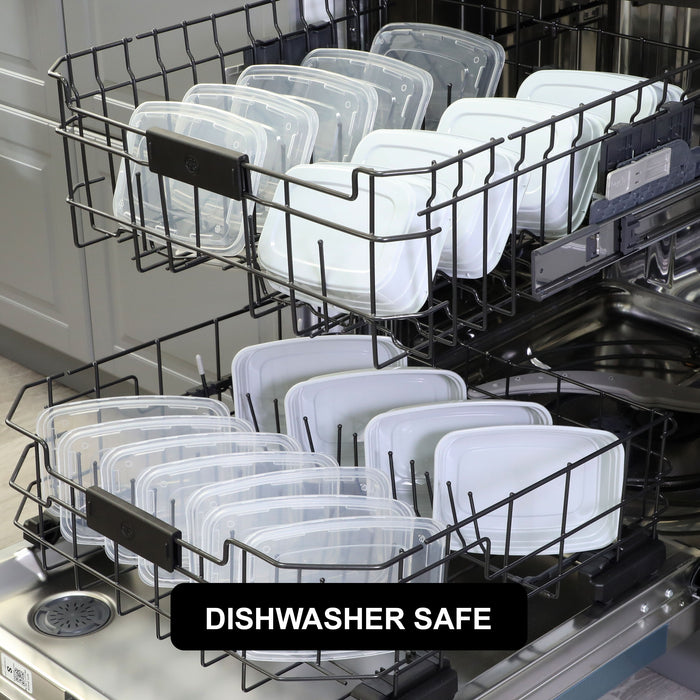 Freshware 28oz PP Plastic Microwavable Rectangular Food Containers with Lids, 1-Compartment