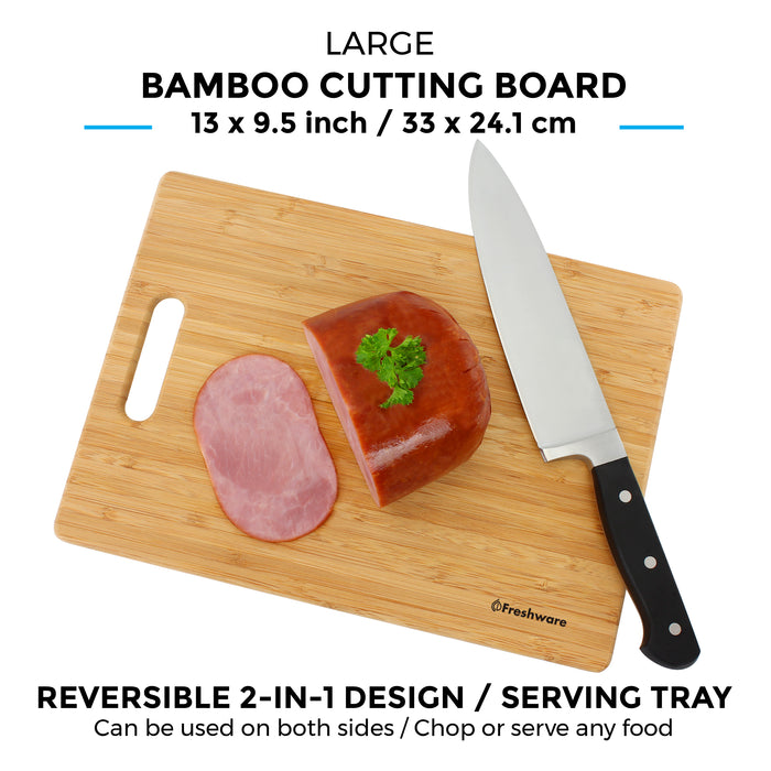Bamboo Cutting Board for Kitchen, Wood Chopping Board, Easy Grip Handl —  Freshware