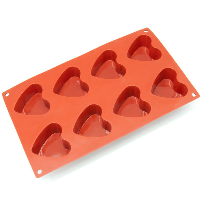 Freshware Silicone Mold, Soap Mold for Cupcake, Muffin, Pudding, Cheesecake, Jello Shot and Soap, Heart, 8-Cavity