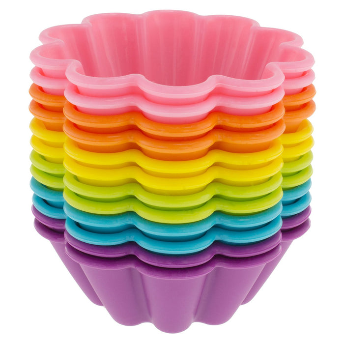 Freshware Silicone Baking Cups [12-Pack] Reusable Cupcake Liners Non-Stick  Muffin Cups Cake Molds Cupcake Holder in 6 Rainbow Colors, Flower